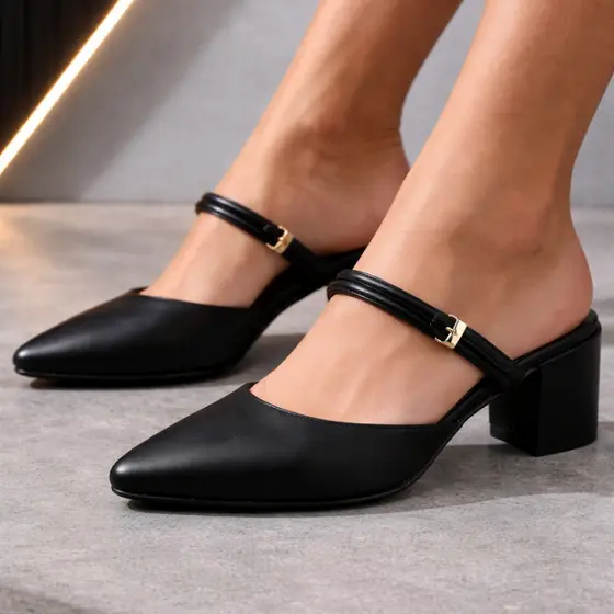 Mule Feminino 2 em 1 Fashion Estilo Sacarpin Salto Baixo Confortável Casual Blogueira