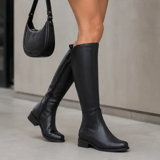 Bota Feminina Cano Alto Montaria Moda Country Estilosa Macia Confortável Couro Legítimo Lançamento