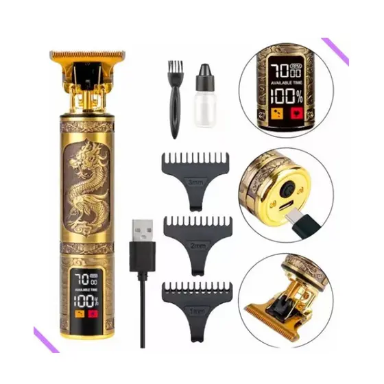 Máquina De Cortar Cabelo BarbaProfissional Com Led Barbeador ECortador Digital C/ Display Lançamento