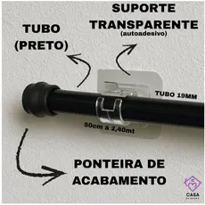 Ganchos Autoadesivos com Barra de Cortina Adesivo Instalação Sem Pregos