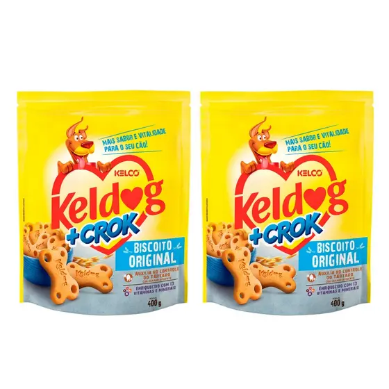 Kelco KIT Keldog + Crok Biscoito Original 400g - 2 Unidades
