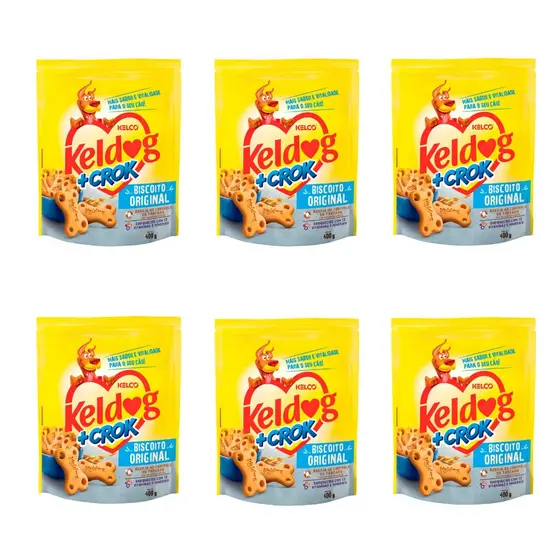 Kelco KIT Keldog + Crok Biscoito Original 400g - 6 Unidades