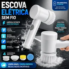 Escova Elétrica Sem Fio Para Limpeza Pesada Recarregável Limpador Multiuso Prático e Fácil - AERO