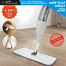 Mop Spray Cabo Longo 1,45m com Reservatório e Refil Microfibra Rodo Mágico Esfregão para Limpeza -AE