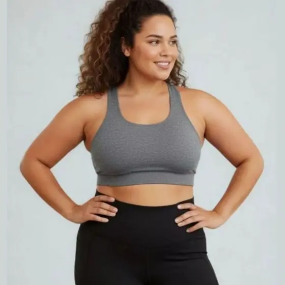 Top Academia Plus Size moda feminina alta sustentação Tecido grosso Roupas Fitness Esportes