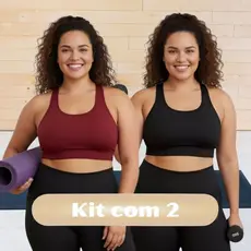 Kit 2 Top Academia Plus Size moda feminina alta sustentação Tecido Leve Roupas Fitness Esportes