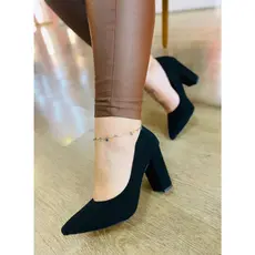 SCARPIN SALTO BLOCO 8 CM EM NOBUCK 34 AO40