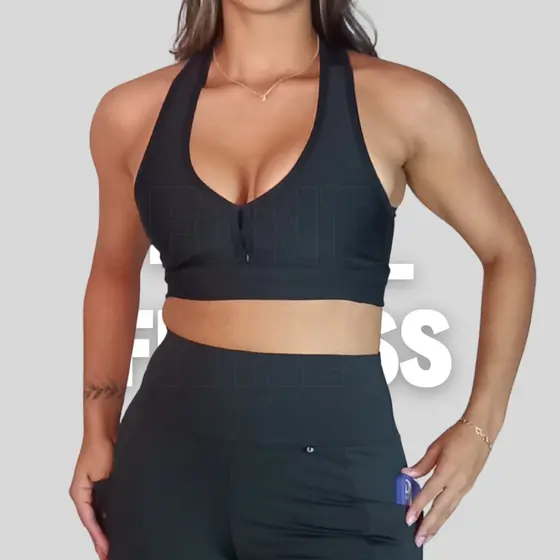 Top Feminino Fitness Suplex Academia Sem Bojo Alta Sustentação Nadador