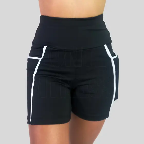 Short de Academia Feminino Com Bolso Fitness Cintura Alta Cós Alto Para Corrida