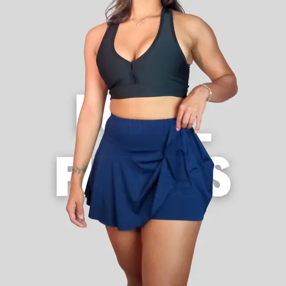 Short Saia Feminino Suplex Academia Cintura Alta Fitness Confortável Sem Bolso