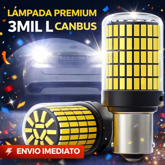 Par Luz Ré LED P21W 1156 BA15S Canbus Super Branca Forte 44W Alta Potência Xenon Reverso Automotivo
