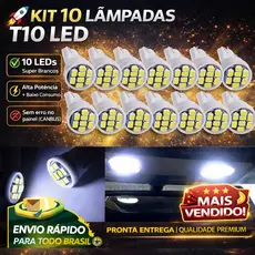 Kit Lâmpada T10 LED Pingo 8 Leds 6000K Super Branca Xenon | Placa, Posição, Interior Carro Moto