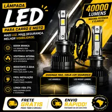 Lâmpada Farol LED NS60 Laser Super Branca Xenon 40000LM 200W Alta Potência H4 H7 H11/9/8 HB3/9005 HB4/9006 12V-24V