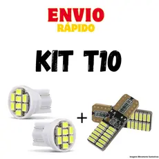 Kit 1 Par Canceller CANBUS + 1 Par Lâmpadas LED T10 Super Branca 6000K Anti Erro Universal Carro Moto Farol Pingo