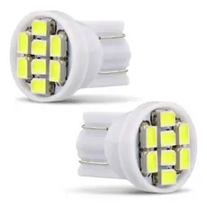 Par Lâmpadas T10 LED W5W 8 SMD Super Branca 6000K | Pingo Xenon Alta Luminosidade | Placa, Posição, Interior Carro Moto