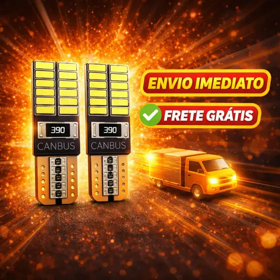 Kit 2x Lâmpada LED T10 W5W 194 168 2825 Canbus 12V/24V Super Branca Placa Painel Interna Automotiva Moto 24 Leds