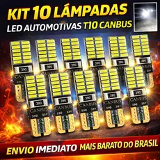 Kit10x Unidades Lâmpada Pingo Canbus Canceler T10 24 Leds Teto Mala Placa Farolete Lanterna