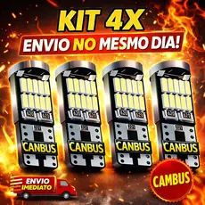 Kit 4 Lâmpadas LED T10 26 LEDs Super Branca Canbus 12V Pingo Meia Luz Placa Alta Potência
