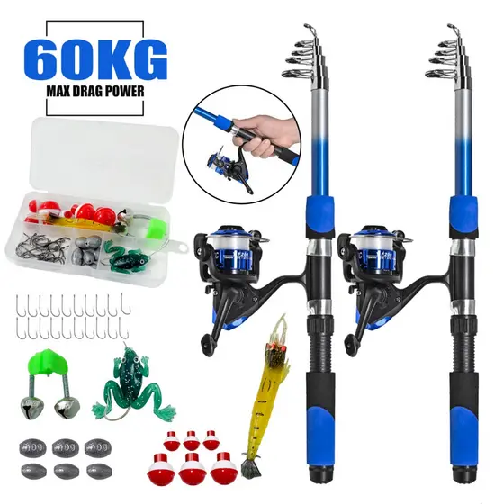 KIT Vara De Pesca Completa 1.8M + Molinete máxtração 60 kg + Variedade de iscas
