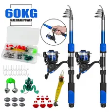 KIT Vara De Pesca Completa 1.8M + Molinete máxtração 60 kg + Variedade de iscas