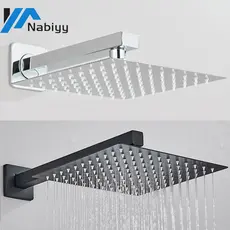 Ducha chuveiro inox Quadrado Furos Silicone Com braco 30/20cm Cromado/Preto/Ouro Polido kit Banheiro