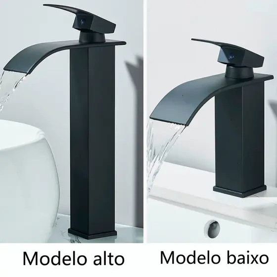 Misturador para Banheiro Monocomando com Torneira Cascata Baixa Cromada Torneira Banheiro