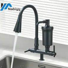 Torneira Com Filtro Gourmet Flexível Balcão De Cozinha Todo Chuveiro Dois Jatos Recarga De 1/4 Volta