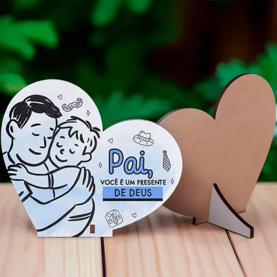 Lembrancinha Coração Dia dos Pais Presente de Deus MDF Recordação Especial - Kit de 45 unidades