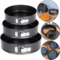 Kit 3 Formas Redondas Antiaderentes com Fundo Removível Para Bolos e Tortas 24, 26 e 28cm