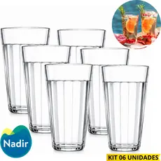 Jogo 6 Copos Americano 450ml Vidro Long Drink Nadir