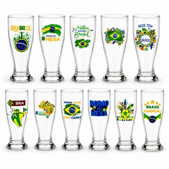 Kit 24 Copos Cerveja Torcedor Copa 200ml Vidro Futebol - Catuaí