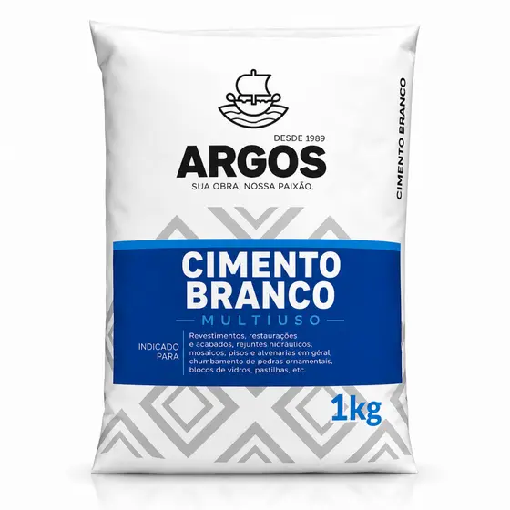 Cimento Branco Argos 1kg Multiuso Rejunte Cerâmica Piso Juntas 2mm a 11mm Interno Externo