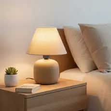 Abajur Luminária de Cerâmica Porcelana com Cúpula em Tecido Decoração Quarto Sala Escritório