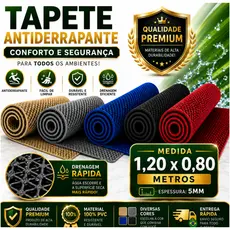 Tapete Piso Antiderrapante 1,20 x 0,80 5mm Banheiro Box Piscina Barco Bege, Azul, Vermelho, Preto e Cinza