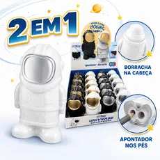 Astronauta Apontador De Lápis Duplo & Borracha 2 em 1 Papelaria Estudantil Material Escolar Presente