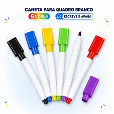 6 Cores Kit Caneta 6/12/18 Unidades Quadro Branco Marcador Apagável com Apagador