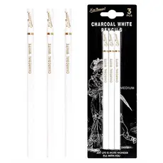 Kit 3 Conjunto Profissional Lápis De Carvão Branco Sketch Highli ght Desenhar Esboçar Sombreamento