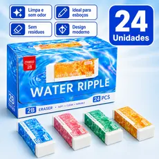 Kit 24 Borrachas 2B Brancas Macias Escolar Desenho e Escrita Sem Resíduos Espalhados