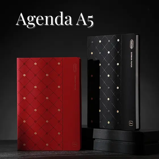 Caderno B5 de Anotações em Couro Capa Reforçada com Calendário para Negócios Escritório Estudo