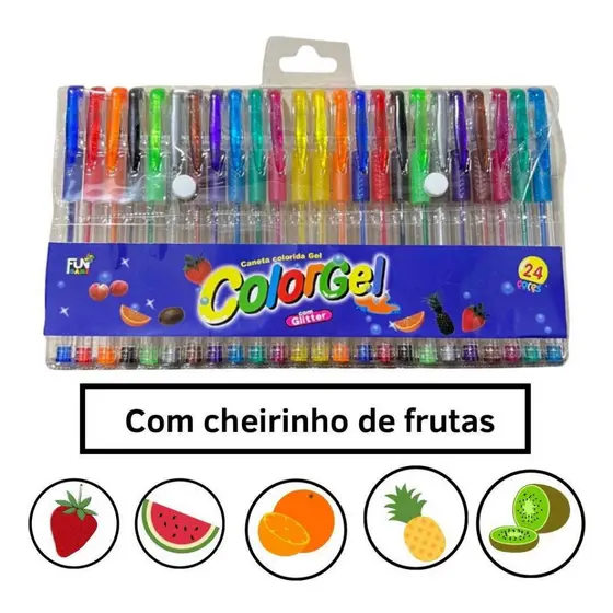 KIT 6/10/12/24 Caneta Gel Colorgel Canetinhas Coloridas Perfumadas