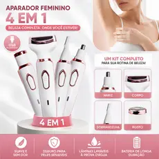 Depilador Elétrico Feminino 4 em 1 Recarregável USB Aparador de Pelos Rosto Corpo Nariz Sobrancelha