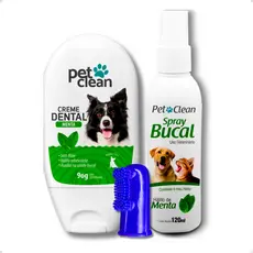 Kit Higiene Bucal Creme Dental Pasta de Dente Cachorro e Gato + Spray Bucal + Dedeira Pet Clean