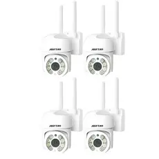 Kit 4 Câmera de Segurança Wi-fi HD Branco Infravermelho IP66 - com App YOOSEE