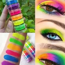 6 Cores de Sombras Pigmento Neon Colorido Em Pó Corretivo Festas