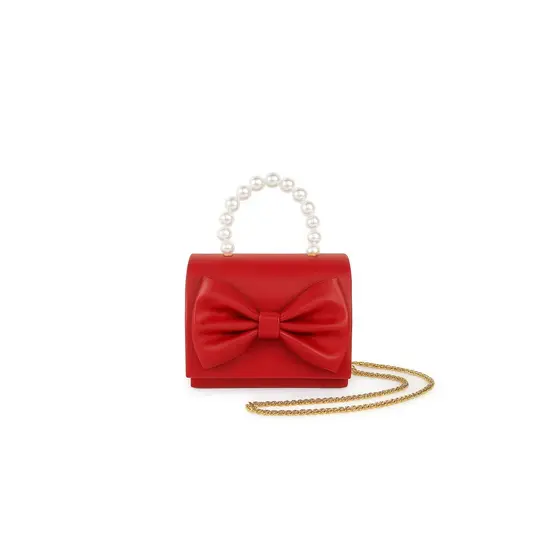 Bolsa Infantil Feminina Laço com Alça de Perolas Estilo Fofo Moderna e Confortável