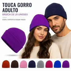 Touca Gorro Lisa Adulto Unissex Tricô Tipo Lã Macia Barra Dobrada Inverno Casual