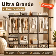 Roupeiro Guarda Roupa Portatil Cabideiro Arara Para Roupa Sapateira Organizador Multiuso Armário