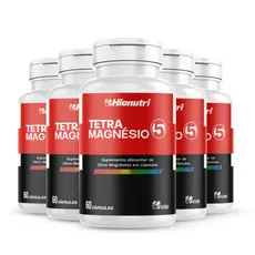 Kit 5 Tetra De Magnesio 60 Capsulas 500 Mg