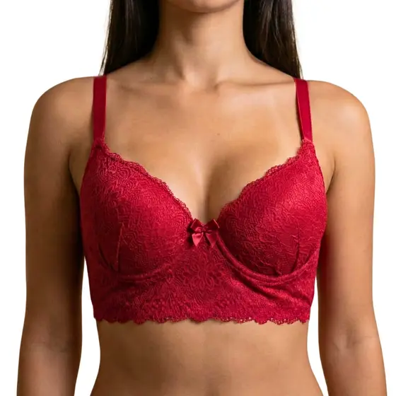 Sutia Com Bojo Top Bustier Sutiã Cropped Feminino Reforçado Levanta Seios Sutian de Renda Nacional