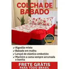 Colcha Cama Casal Queen King com Babado e Lençol Elástico Embutido Percal 600 Fios Toque Algodão